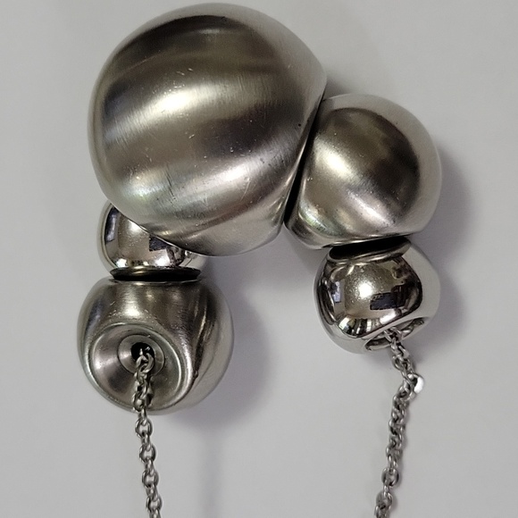 BREIL CHAOS Adjustable Necklace with Polished & Satin Steel Spheres EUC - Picture 8 of 12